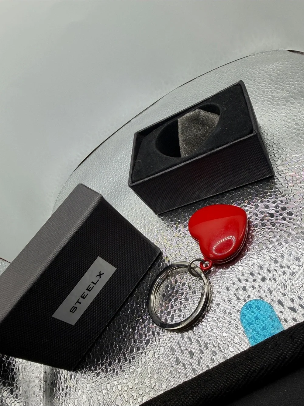 Steelx red heart Photo Keychain